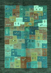 Abstract Turquoise Contemporary Rug, con2046turq