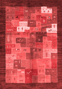 Abstract Red Contemporary Rug, con2046red