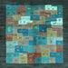 Square Machine Washable Abstract Light Blue Contemporary Rug, wshcon2046lblu