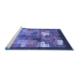 Sideview of Machine Washable Abstract Blue Contemporary Rug, wshcon2046blu