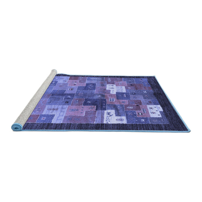 Sideview of Machine Washable Abstract Blue Contemporary Rug, wshcon2046blu