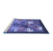 Sideview of Machine Washable Abstract Blue Contemporary Rug, wshcon2046blu