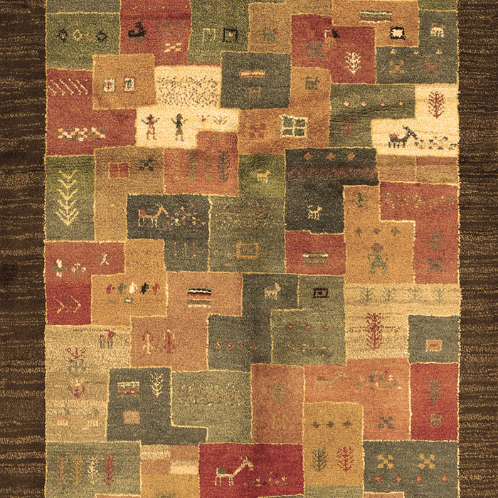 Machine Washable Abstract Brown Contemporary Rug, wshcon2046brn