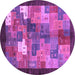 Round Machine Washable Abstract Purple Contemporary Area Rugs, wshcon2046pur