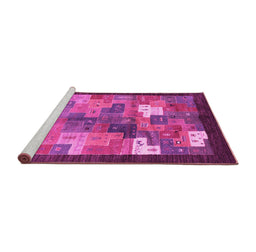 Sideview of Machine Washable Abstract Pink Contemporary Rug, wshcon2046pnk