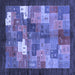 Square Abstract Blue Contemporary Rug, con2046blu