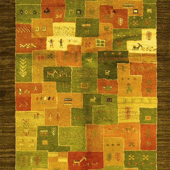 Machine Washable Abstract Yellow Contemporary Rug, wshcon2046yw