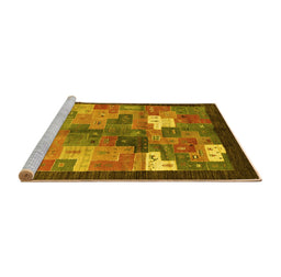 Sideview of Machine Washable Abstract Yellow Contemporary Rug, wshcon2046yw