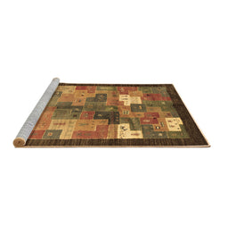 Sideview of Machine Washable Abstract Brown Contemporary Rug, wshcon2046brn