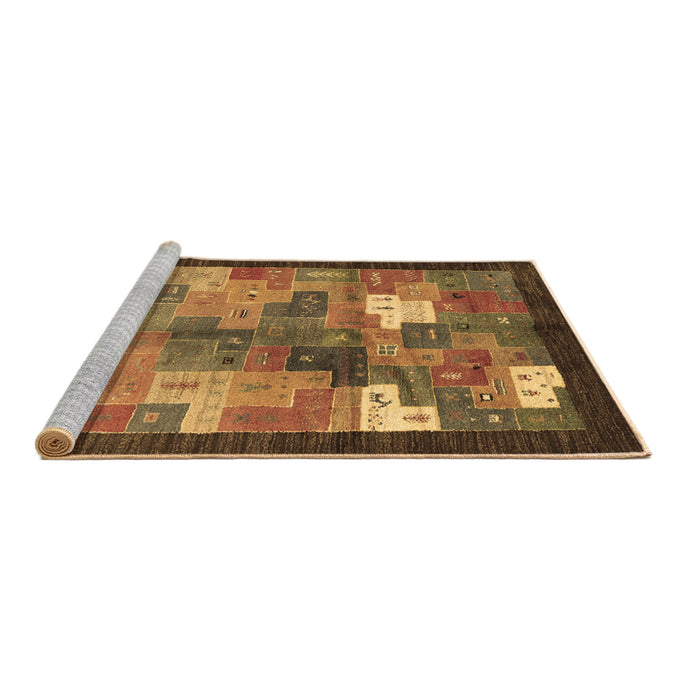 Sideview of Machine Washable Abstract Brown Contemporary Rug, wshcon2046brn
