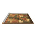 Sideview of Machine Washable Abstract Brown Contemporary Rug, wshcon2046brn