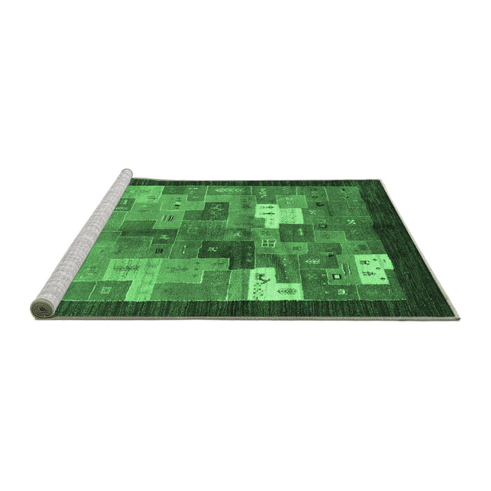 Sideview of Machine Washable Abstract Emerald Green Contemporary Area Rugs, wshcon2046emgrn