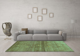 Machine Washable Abstract Turquoise Contemporary Area Rugs in a Living Room,, wshcon2047turq