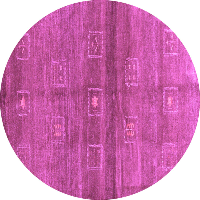 Round Abstract Purple Contemporary Rug, con2047pur