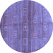 Round Abstract Blue Contemporary Rug, con2047blu