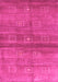 Machine Washable Abstract Pink Contemporary Rug, wshcon2047pnk