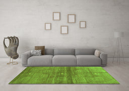 Machine Washable Abstract Green Contemporary Area Rugs in a Living Room,, wshcon2047grn