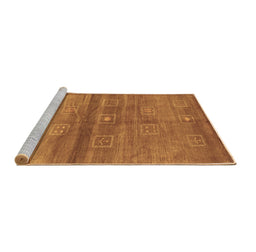 Sideview of Machine Washable Abstract Brown Contemporary Rug, wshcon2047brn