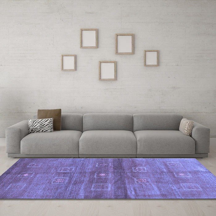 Machine Washable Abstract Blue Contemporary Rug in a Living Room, wshcon2047blu