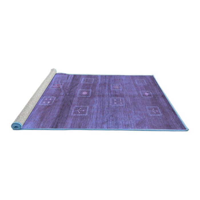 Sideview of Machine Washable Abstract Blue Contemporary Rug, wshcon2047blu