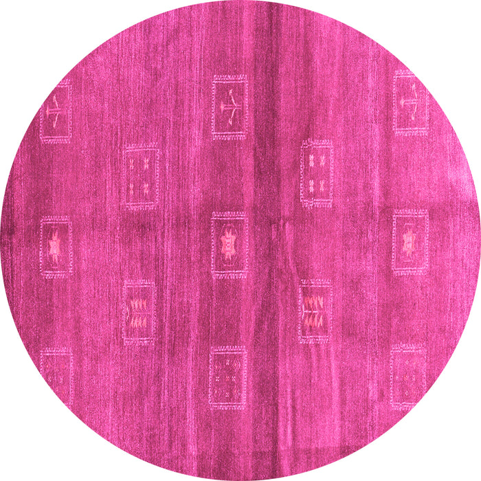 Round Machine Washable Abstract Pink Contemporary Rug, wshcon2047pnk