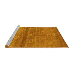 Sideview of Machine Washable Abstract Yellow Contemporary Rug, wshcon2047yw