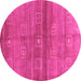 Round Abstract Pink Contemporary Rug, con2047pnk