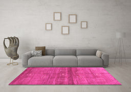 Machine Washable Abstract Pink Contemporary Rug in a Living Room, wshcon2047pnk