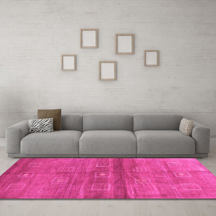 Machine Washable Abstract Pink Contemporary Rug in a Living Room, wshcon2047pnk