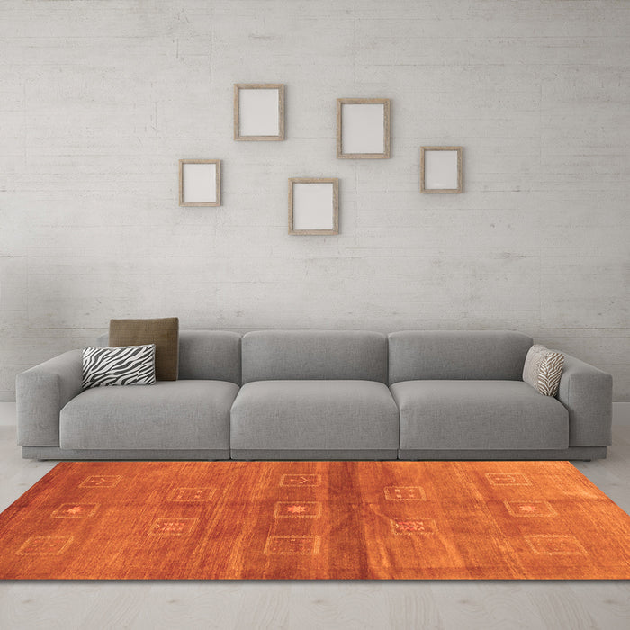 Machine Washable Abstract Orange Contemporary Area Rugs in a Living Room, wshcon2047org