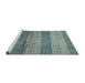 Serging Thickness of Machine Washable Contemporary Green Rug, wshcon2048