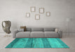 Machine Washable Abstract Turquoise Contemporary Area Rugs in a Living Room,, wshcon2048turq