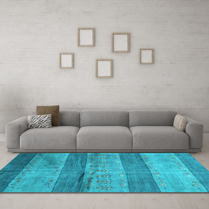 Machine Washable Abstract Light Blue Contemporary Rug in a Living Room, wshcon2048lblu