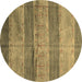 Round Machine Washable Abstract Brown Contemporary Rug, wshcon2048brn