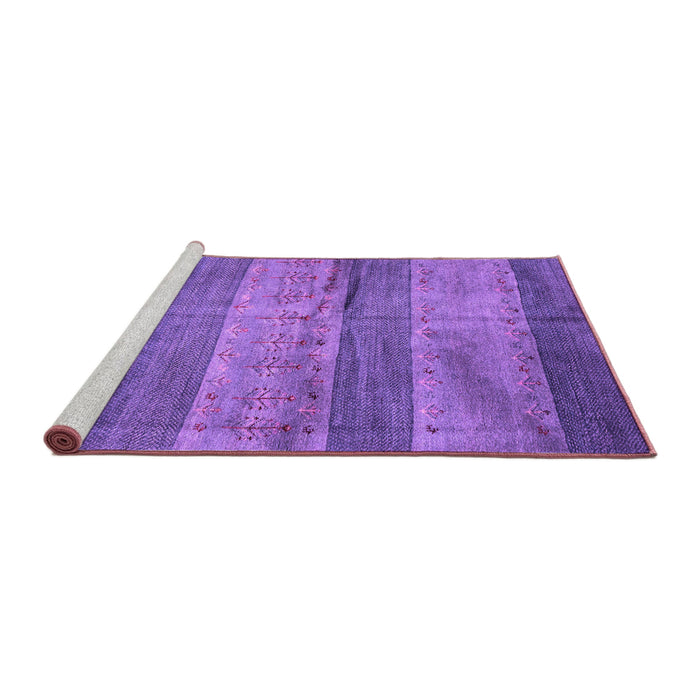 Sideview of Machine Washable Abstract Purple Contemporary Area Rugs, wshcon2048pur
