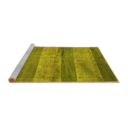 Sideview of Machine Washable Abstract Yellow Contemporary Rug, wshcon2048yw