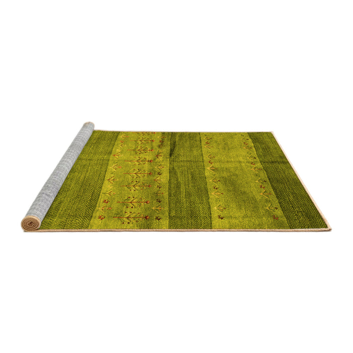 Sideview of Machine Washable Abstract Yellow Contemporary Rug, wshcon2048yw