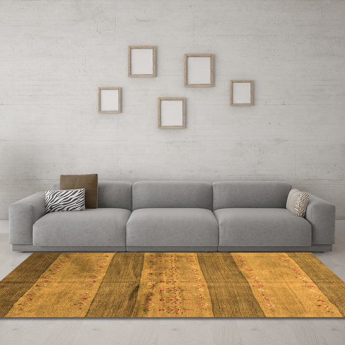 Machine Washable Abstract Orange Contemporary Area Rugs in a Living Room, wshcon2048org