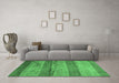 Machine Washable Abstract Emerald Green Contemporary Area Rugs in a Living Room,, wshcon2048emgrn