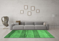 Machine Washable Abstract Emerald Green Contemporary Rug, wshcon2048emgrn