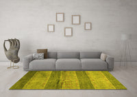 Machine Washable Abstract Yellow Contemporary Rug, wshcon2048yw