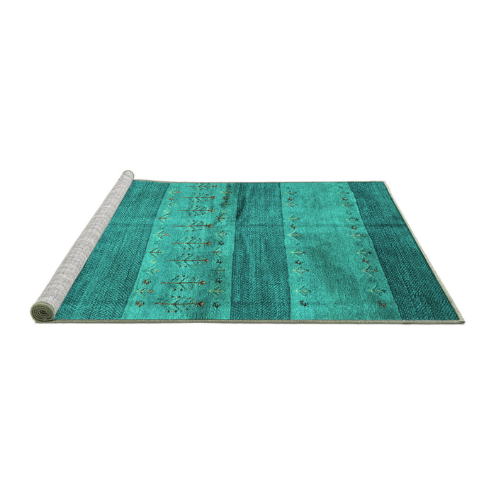 Sideview of Machine Washable Abstract Turquoise Contemporary Area Rugs, wshcon2048turq