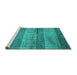 Sideview of Machine Washable Abstract Turquoise Contemporary Area Rugs, wshcon2048turq