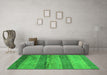 Machine Washable Abstract Green Contemporary Area Rugs in a Living Room,, wshcon2048grn