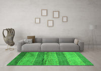 Machine Washable Abstract Green Contemporary Rug, wshcon2048grn