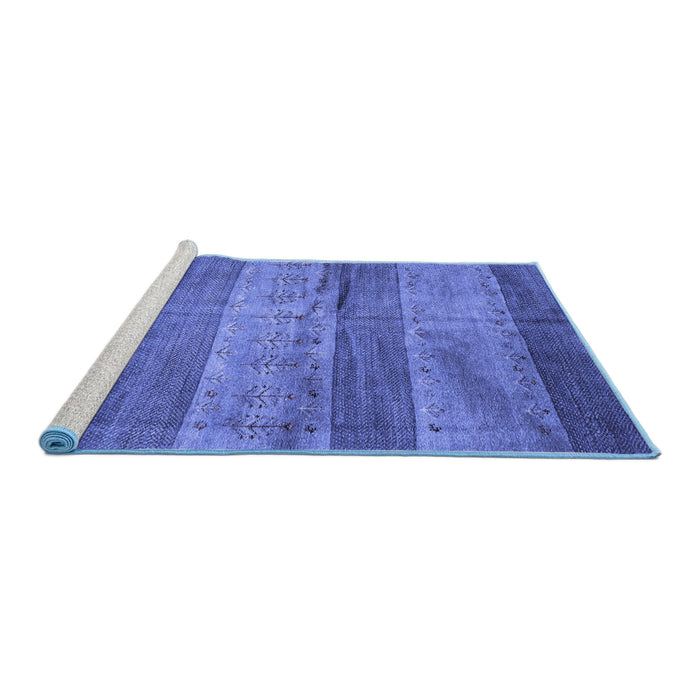 Sideview of Machine Washable Abstract Blue Contemporary Rug, wshcon2048blu