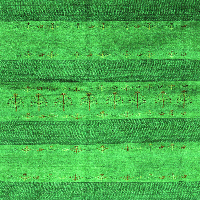 Round Machine Washable Abstract Green Contemporary Area Rugs, wshcon2048grn