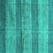 Square Abstract Turquoise Contemporary Rug, con2048turq