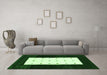 Machine Washable Abstract Green Contemporary Area Rugs in a Living Room,, wshcon2049grn