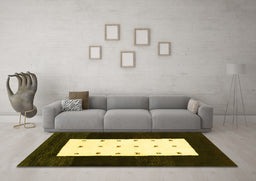 Machine Washable Abstract Yellow Contemporary Rug in a Living Room, wshcon2049yw